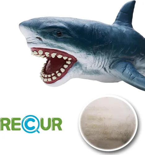 Miniatura 3 de Gemini&Genius Figura de acción de animal marino, gran tiburón blanco, modelo de tiburón megalodón, juguete de goma suave, realista, tiburón océano