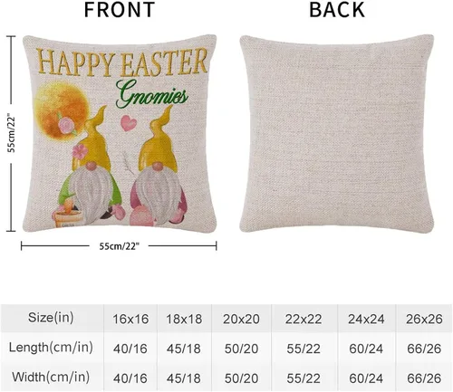 Miniatura 30 de Divertidas fundas de almohada de gnomo de Pascua, huevos de Pascua, zanahorias, divertidas fundas de almohada de 16 x 16 pulgadas, decoración