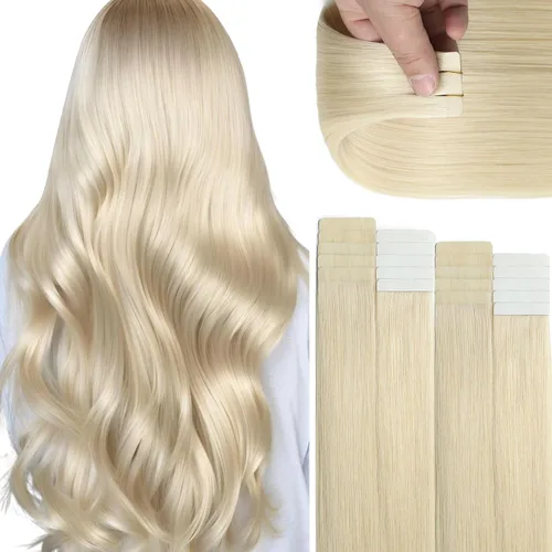 Miniatura 29 de Lacer Extensiones de cabello humano Remy con cinta, 20 piezas, 1.76 oz, extensiones de cabello humano con cinta color marrón chocolate a rubio