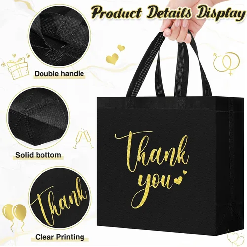 Miniatura 3 de Sweetude 30 Piezas Bolsas de Regalo de Agradecimiento con Asas a Granel Bolsa de Dulces Reutilizable No Tejida Plegable Bolso de Mano para Regalos