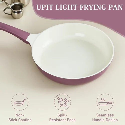 Miniatura 4 de UPIT Sartén de cerámica antiadherente Sartén no tóxica resistente a los arañazos PFOA y PFOS para cocinar, compatible con estufas de inducción