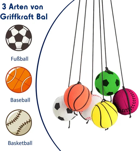 Miniatura 4 de Skylety 6 Piezas Pelota de Retorno de Muñeca con Cuerda Pelotas Deportivas de Rebote de 2.48 Pulgadas con Correa Elástica Fútbol Baloncesto Béisbol