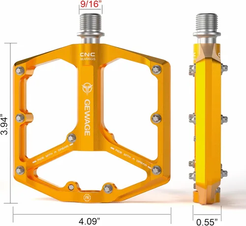Miniatura 6 de Pedales de bicicleta de carretera/montaña - Pedales de bicicleta de 3 rodamientos - Pedales planos mecanizados CNC de 9/16 pulgadas con clavos