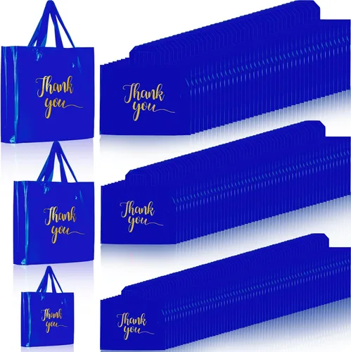 Miniatura 11 de Teling 200 bolsas de agradecimiento con asa a granel, bolsas de mercancía de agradecimiento de 3 tamaños, paquete de plástico para compras al por