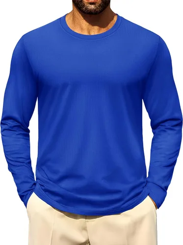 Miniatura 18 de Cotrasen - Camisetas básicas de manga larga para hombre, de algodón, con cuello redondo, transpirables, suaves y casuales