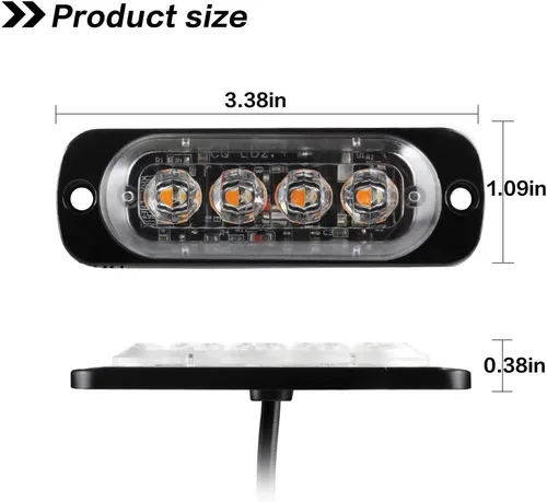 Miniatura 2 de 4 luces estroboscópicas de emergencia ultrafinas de 4 LED, montaje en superficie universal, 12-24 V, advertencia de emergencia, baliza
