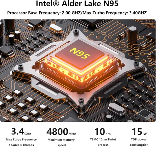 Miniatura 2 de FUNYET Mini computadora de escritorio, Mini PC Gaming PC, con Intel 12ª generación Alder Lake N95(hasta 3.4GHz), 16GB DDR4 RAM 512GB SSD, compatible