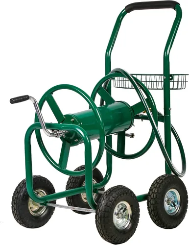 Miniatura 11 de FDW Carrito enrollador de manguera de jardín, carrito de manguera de agua con 4 ruedas, soporta hasta 300 pies de manguera de 5/8 pulgadas