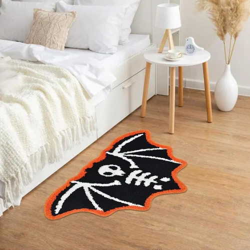 Miniatura 6 de Quimoy Alfombra de baño de murciélagos de Halloween, tapete de baño gótico espeluznante de Halloween, bonito tapete de baño de murciélago