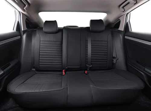 Miniatura 5 de EKR - Fundas de asiento de automóvil a la medida para Honda Civic Sedan, Sport, LX - Cuero sintético (negro)