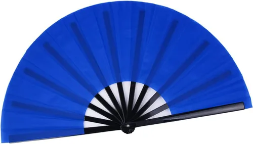 Miniatura 17 de Abanico grande plegable para hombres y mujeres, regalo de baile, tela de nailon de bambú, ventilador de mano negro de 13 pulgadas (bambú negro)