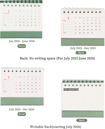 Miniatura 6 de Koqye Calendario de escritorio pequeño 2025-2026, de julio de 2025 a diciembre de 2026, calendario de escritorio pequeño con tapa abatible