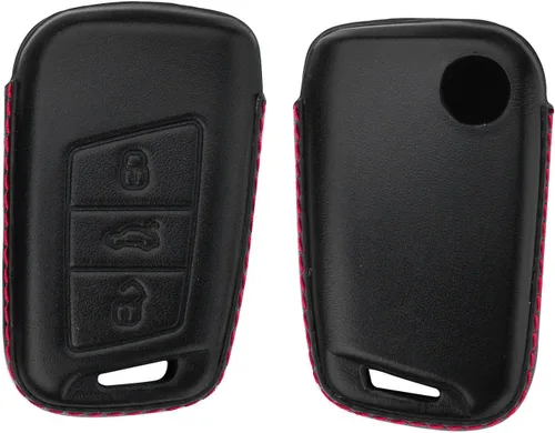Miniatura 3 de Hombres Mujeres Cuero Genuino Llavero Funda para Volkswagen Arteon Atlas Golf Alltrack Jetta GLI Passat Taos SEL para Tiguan para Skoda Kodiaq