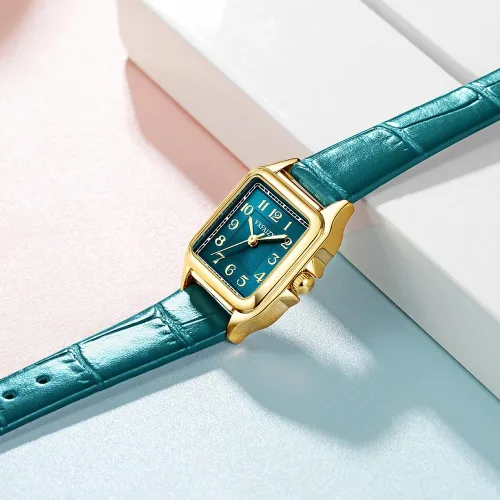 Miniatura 8 de Reloj cuadrado delicado para mujeres con números arábigos fáciles de leer, relojes de vestir para damas