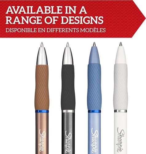 Miniatura 6 de Sharpie S-Gel Bolígrafos de gel Punta media (0.028 in) Barriles de perlas azules y blancas Tinta negra y azul 4 unidades Blanco