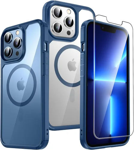 Miniatura 18 de TAURI Funda magnética 2 en 1 transparente para iPhone 14 Pro, compatible con Magsafe [no amarillenta] con protector de pantalla, protección de grado