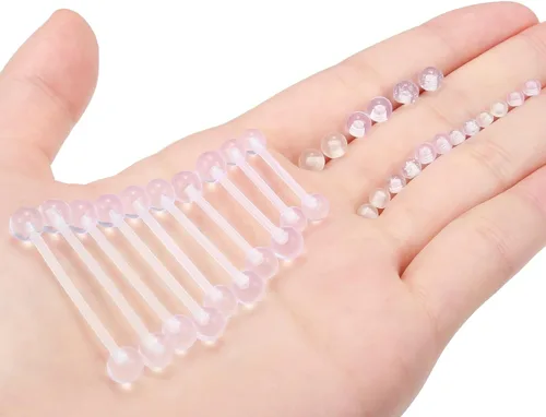 Miniatura 2 de 6mm-38mm 14G 16G Anillos de pezón transparentes de plástico para lengua, aretes industriales para cirugía, embarazo, ombligo, anillo de bioflex