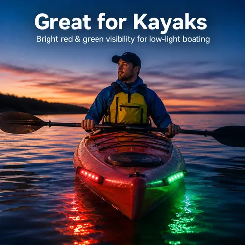 Miniatura 8 de Luces de navegación Shangyuan, luces LED de tira marinas y para popa de barco, kayak, DC 12V 2 piezas (rojo y verde)
