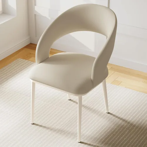 Miniatura 7 de Juego de 2 sillas de comedor, sillas de escritorio modernas, silla decorativa tapizada con respaldo curvado con patas de metal para oficina en casa