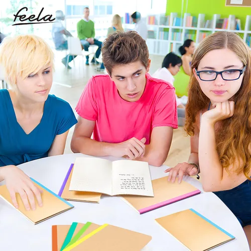 Miniatura 6 de Paquete de 32 cuadernos de composición a granel, Feela cubierta de papel kraft rayado en blanco con reglas universitarias, diarios de viaje