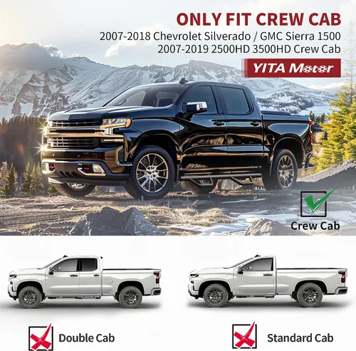 Miniatura 2 de YITAMOTOR - Estribos de caída compatibles con Chevy Silverado/GMC Sierra 1500 de 2 filas y 4 puertas 2007-2018, 2007-2019 2500HD 3500HD de 2 filas