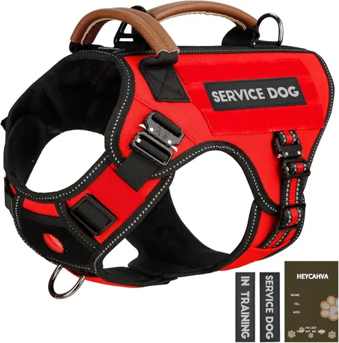 Miniatura 12 de Chaleco para perro de servicio - HEYCAHVA Arnés táctico para perro con hebillas metálicas completas para perros grandes y medianos, chaleco Negro