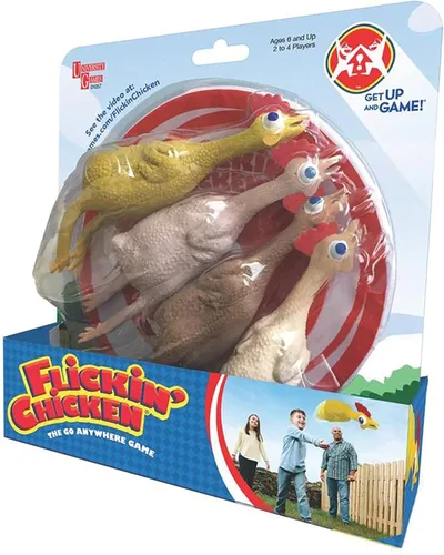 Miniatura 3 de University Games, Flickin Chicken - Juego de lanzamiento de objetivos para interiores y exteriores, juego The Go Anywhere para 2 o más jugadores a