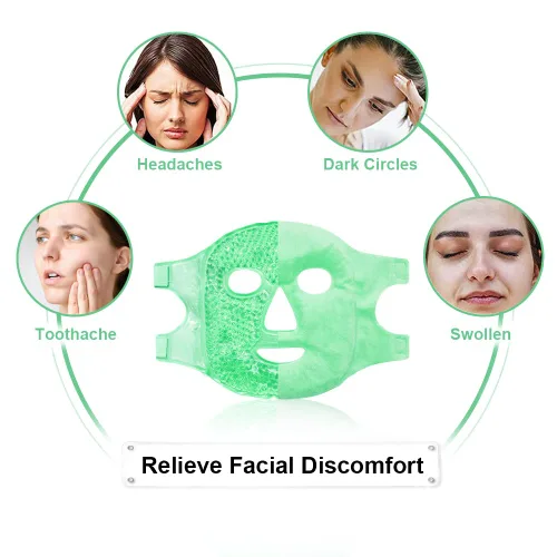 Miniatura 3 de Máscaras faciales frías, máscara facial de hielo, compresa fría y caliente, ojeras, hinchazón, migrañas y dolor de cabeza, enfriamiento