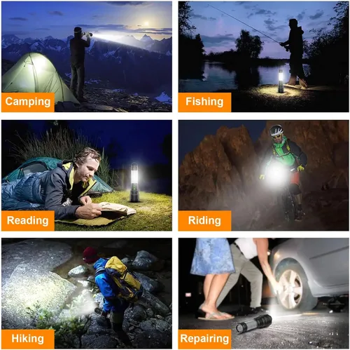 Miniatura 9 de Hoxida Linternas de Camping Recargables de Altos Lúmenes - 2000 Metros de Haz Largo, Súper Brillante, Linterna LED, Impermeable, Luces de Tienda