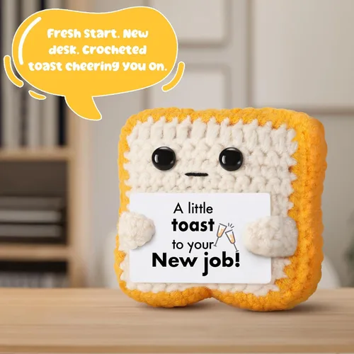 Miniatura 2 de Tostada de croché para nuevo empleo; regalo hecho a mano para felicitar a compañeras, compañeros, amigos, hijos, empleados o jefes; regalo gracioso