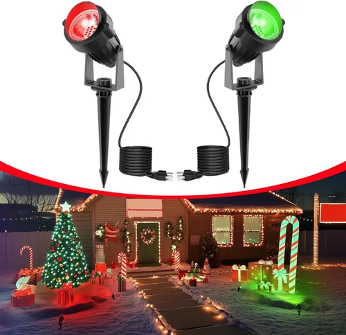 Miniatura 23 de L LOHAS LED Foco Navideño para Exterior, Luces Rojas para Patio, Encendido/Apagado Automático 5W 120V Iluminación de Paisaje para Casa