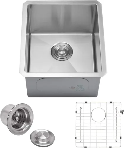 Miniatura 15 de VADANIA - Fregadero de barra de cocina de 20 pulgadas, 20"x18"x10", de un solo tazón, de montaje inferior, acero inoxidable calibre 18 T304, acabado