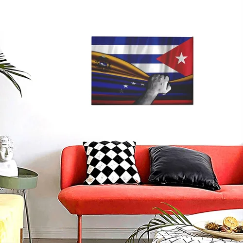 Miniatura 6 de Lienzo decorativo para pared, diseño de bandera de Venezuela y bandera cubana de Cuba, impresiones artísticas de pared de 12 x 18 pulgadas, sin