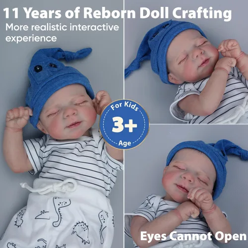 Miniatura 4 de WOOROY Muñecas Realistas de Bebé Reborn Niño - Muñecas de Bebé Recién Nacido de 18 Pulgadas con Cuerpo de Tela Suave Durmiendo Muñecas de Bebé