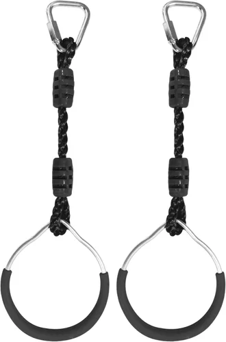 Miniatura 32 de Anillo de gimnasia con columpio para curso de obstáculos de guerrero Slackline, equipo de entrenamiento de trapecio y puño, 2 barras ninja moradas