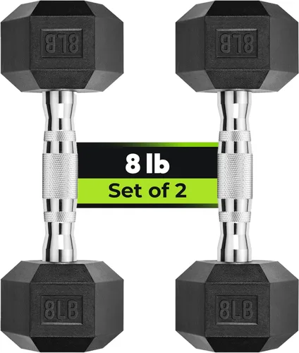 Miniatura 16 de HANDBODE Juego de 2 mancuernas hexagonales de 2.5 a 65 libras con revestimiento de goma, mancuernas para ejercicio y fitness, peso de mano
