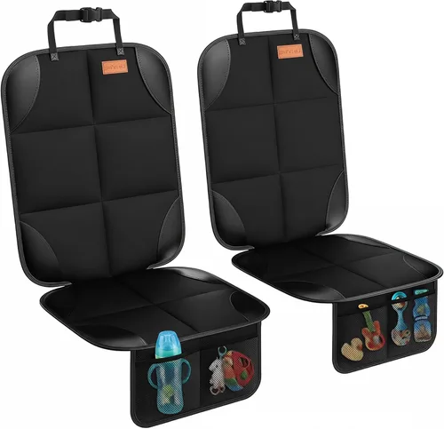 Miniatura 10 de SMART ELF Protector de asiento de automóvil [1 unidad] Protector de automóvil grande para asientos infantiles con acolchado más grueso y bolsillos