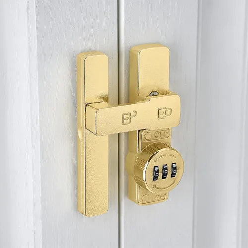 Miniatura 15 de INIRET Paquete de 2 cerraduras blancas para puerta de granero de 180 grados, cerradura mecánica de contraseña, pestillo abatible con combinación