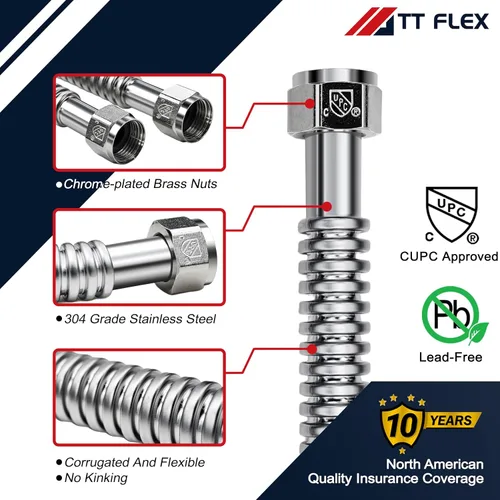 Miniatura 6 de TT FLEX Conector de calentador de agua corrugado de acero inoxidable flexible para suavizador de calentador de agua, 3/4 pulgadas FIP x 3/4 pulgadas