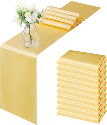 Miniatura 45 de Horbaunal - Juego de 12 caminos de mesa de satén azul claro de 12 x 108 pulgadas, caminos de mesa suaves para bodas, banquetes, fiestas de cumpleaños