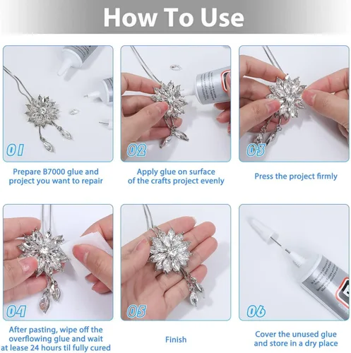 Miniatura 5 de B-7000 Pegamento transparente para manualidades de diamantes de imitación, joyería y pegamento de cuentas B7000 Semi Fluido de alta viscosidad