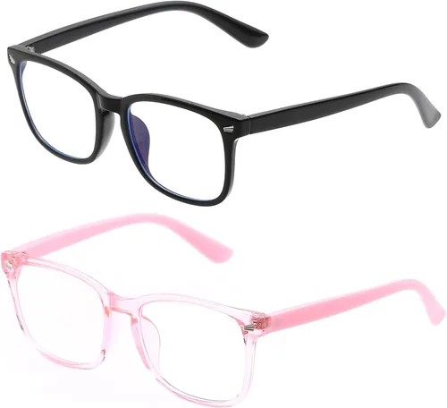 Miniatura 2 de Lentes de bloqueo de luz azul para niños y niñas, cuadrados, irrompibles, TR90, paquete de 2