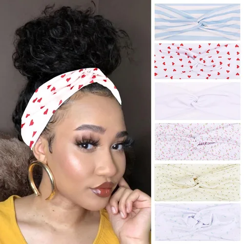 Miniatura 17 de XTREND 6 piezas de diademas para mujer, bandas elásticas cruzadas torcidas, diademas para yoga, entrenamiento, antideslizantes, suaves