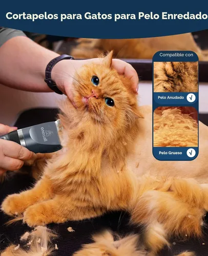 Miniatura 2 de oneisall Cortador de pelo para gatos silencioso para pelo enmarañado y largo, afeitadora de mascotas inalámbrica de 2 velocidades para gatos, perros
