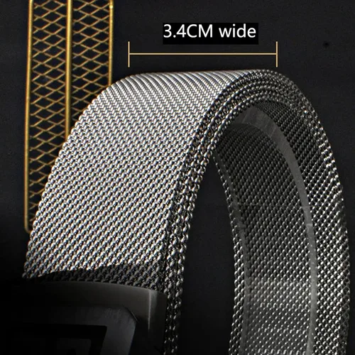 Miniatura 4 de Cinturón para hombre, cinturón de metal 3D con letras huecas automáticas con hebilla de acero inoxidable