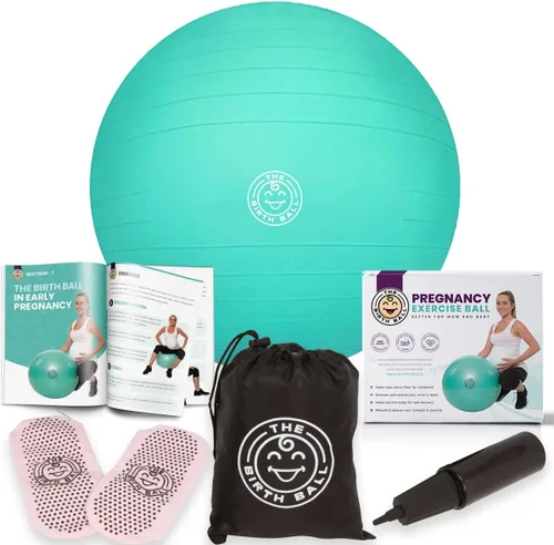 Miniatura 6 de The Birth Ball - Bola de parto para embarazo y parto - Guía de 18 páginas de ejercicios con pelota de embarazo por trimestre - Calcetines