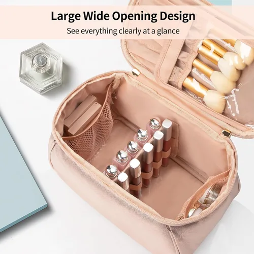 Miniatura 3 de OCHEAL Bolsa de maquillaje grande, bolsa organizadora de maquillaje, bolsas de cosméticos para mujer, bolsa de viaje para artículos de aseo