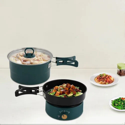 Miniatura 6 de Olla eléctrica portátil – Olla caliente antiadherente 2 en 1 y parrilla, control de 8 temperaturas, acero inoxidable 304, diseño dividido