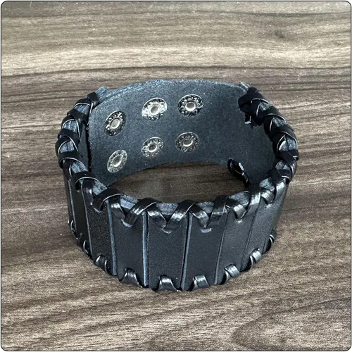 Miniatura 4 de Pulsera trenzada Punk Rock de cuero ancho