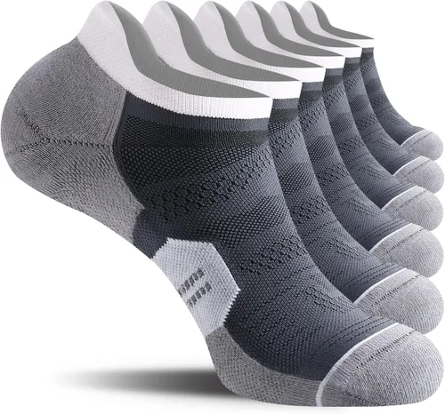 CelerSport - Calcetines para correr, deportivas, para hombre y mujer, 6 unidades, con cojín, corte bajo, con pestaña.